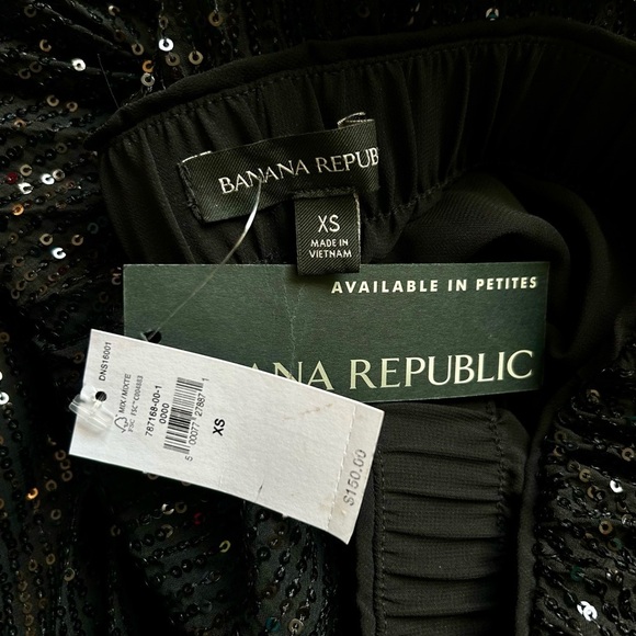 Banana Republic Black Sequin Striped Pleated Midi Skirt Size XS NWT - Picture 8 of 11